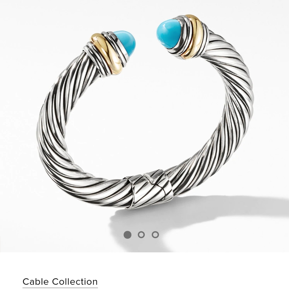 David Yurman Turquoise Gold rim Cable Cuff